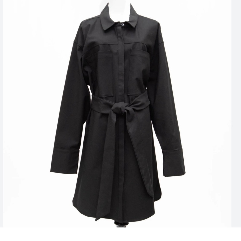 GOOD AMERICAN POPLIN SHIRT PLUS DRESS BLACK SIZE 7 NEW - Picture 3 of 9